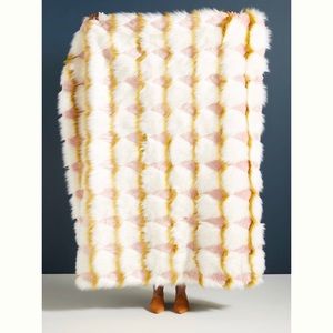 Anthropologie Coren Faux Fur Throw Blanket